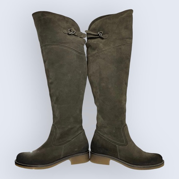 Sundance Deirdre Over Knee Burnished Green Suede 1" Block Heel Boot 37 7 $268 - Picture 7 of 10